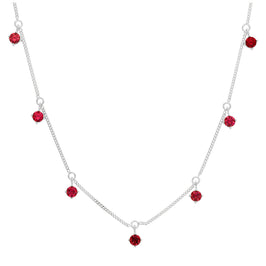 Collier chaîne pendante en argent sterling avec plusieurs grenats et zircones cubiques, pierre de naissance de janvier