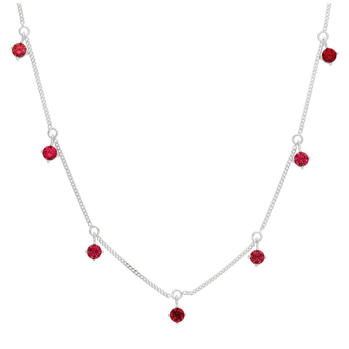 Collier chaîne pendante en argent sterling avec plusieurs grenats et zircones cubiques, pierre de naissance de janvier