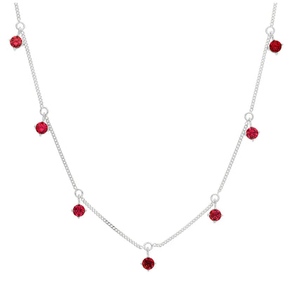 Collier chaîne pendante en argent sterling avec plusieurs grenats et zircones cubiques, pierre de naissance de janvier