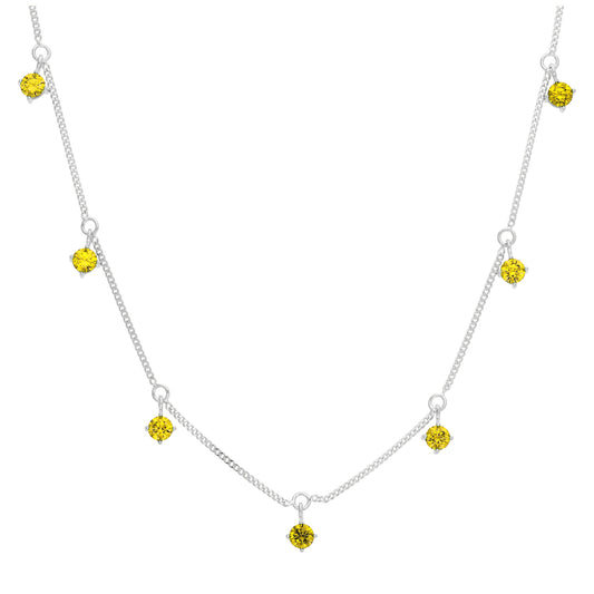 Collier en argent sterling avec plusieurs citrines et zircones cubiques, pierre de naissance de novembre