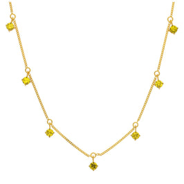 Collier Novembre en argent sterling plaqué or avec plusieurs citrines et zircones cubiques