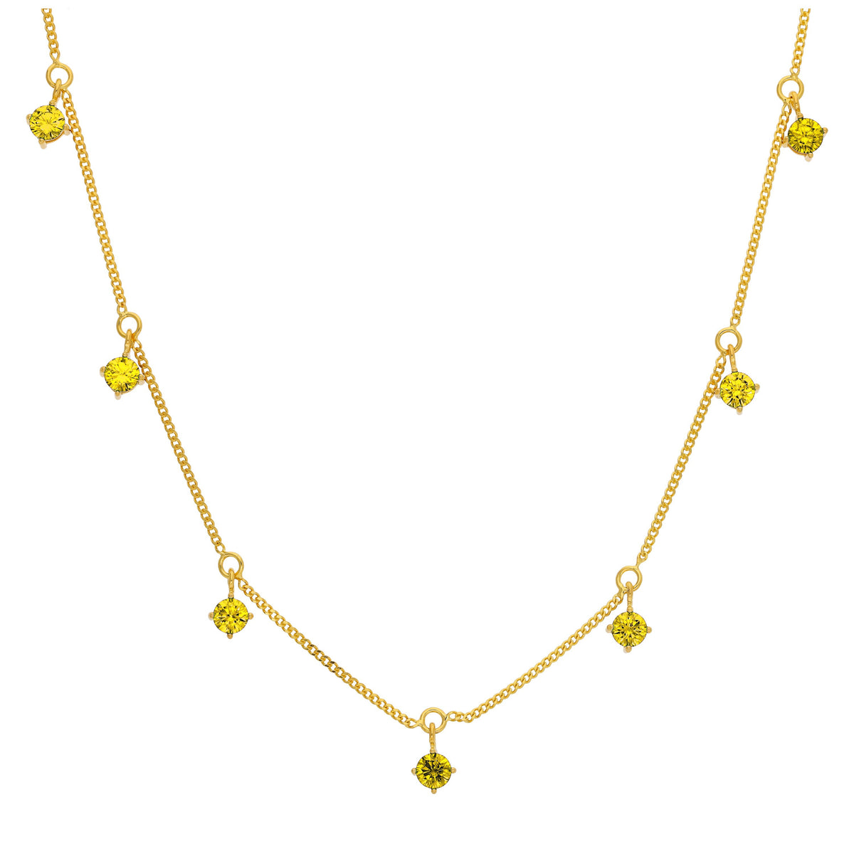 Collier Novembre en argent sterling plaqué or avec plusieurs citrines et zircones cubiques