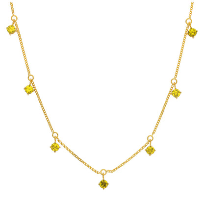 Collier Novembre en argent sterling plaqué or avec plusieurs citrines et zircones cubiques