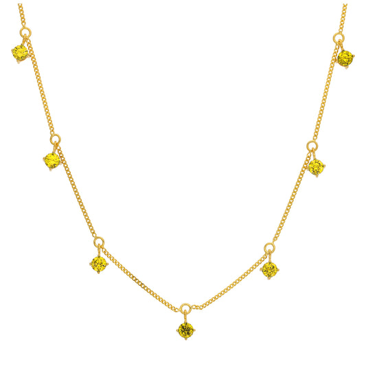 Collier Novembre en argent sterling plaqué or avec plusieurs citrines et zircones cubiques