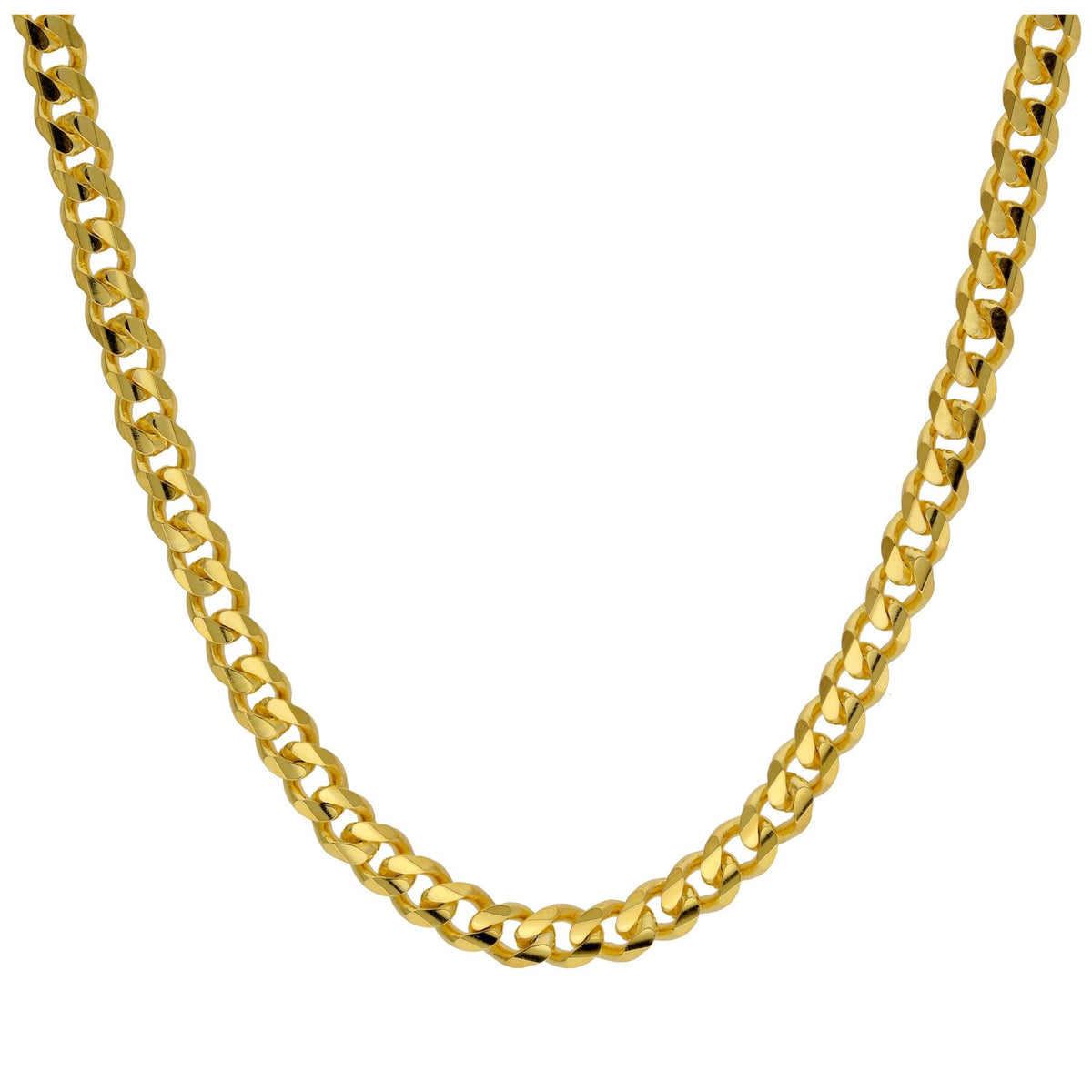 Collier à maillons gourmette en argent sterling plaqué or de 45 cm