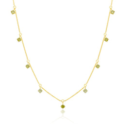 Collier en argent sterling plaqué or avec plusieurs péridots et zircones cubiques (40,6 cm et 5 cm)