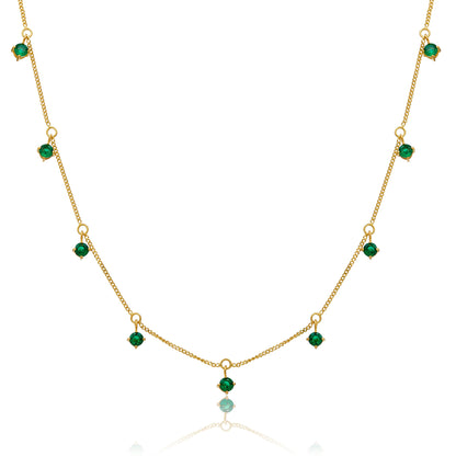 Collier en argent sterling plaqué or avec plusieurs émeraude et zircones cubiques 40,6 cm et 5 cm