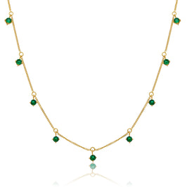 Collier en argent sterling plaqué or avec plusieurs émeraude et zircones cubiques 40,6 cm et 5 cm