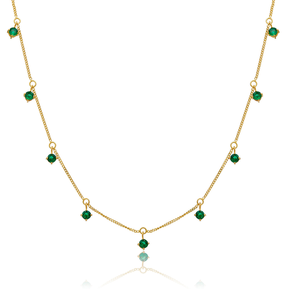 Collier en argent sterling plaqué or avec plusieurs émeraude et zircones cubiques 40,6 cm et 5 cm