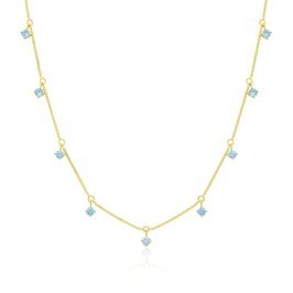 Collier en argent sterling plaqué or avec plusieurs aigue-marines et zircones cubiques 40,6 cm et 5 cm