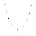 Collier en argent sterling avec zircones cubiques multicolores arc-en-ciel (40,6 cm et 5,1 cm)