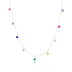 Collier en argent sterling avec zircones cubiques multicolores arc-en-ciel (40,6 cm et 5,1 cm)