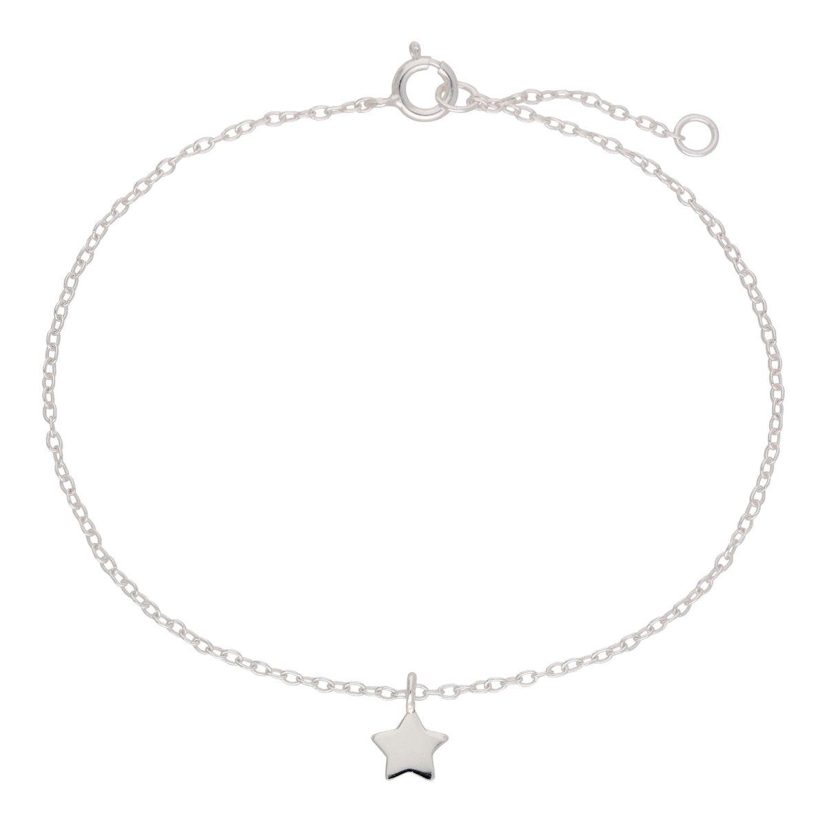 Bracelet réglable en argent sterling avec étoile de Noël de 18 cm