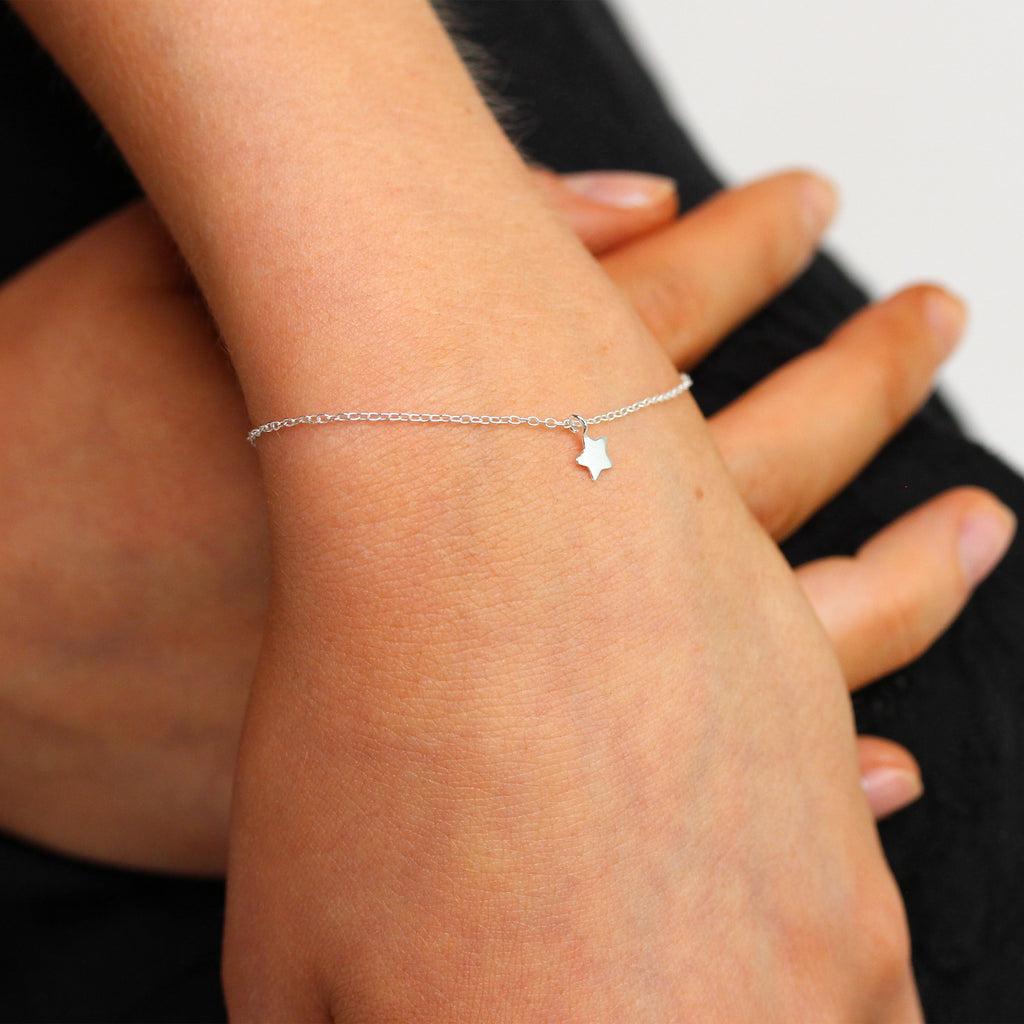 Bracelet réglable en argent sterling avec étoile de Noël de 18 cm