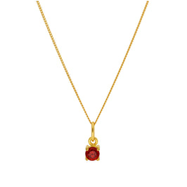 Collier en argent sterling plaqué or avec pierre de naissance en grenat CZ de 4 mm, 35 à 81 cm