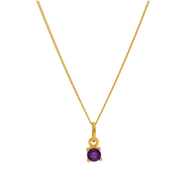 Collier en argent sterling plaqué or avec pierre de naissance en améthyste CZ de 4 mm, 35 à 81 cm