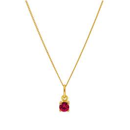 Collier en argent sterling plaqué or avec pierre de naissance rubis CZ de 4 mm, 35 à 81 cm
