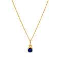 Collier en argent sterling plaqué or avec pierre de naissance saphir CZ 4 mm, 35 à 81 cm