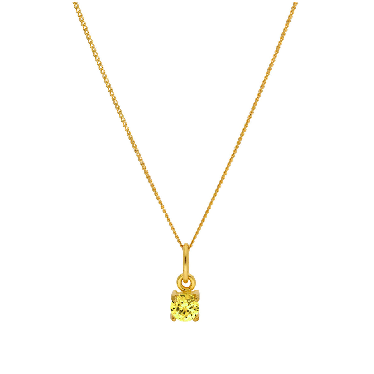Collier en argent sterling plaqué or avec pierre de naissance en citrine et zircone cubique de 4 mm, 35,6 à 81,3 cm