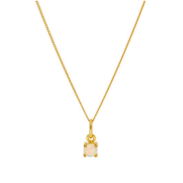 Collier en argent sterling plaqué or avec pierre de naissance en opale CZ de 4 mm, 35,6 à 81,3 cm