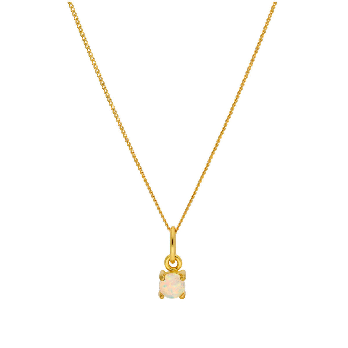 Collier en argent sterling plaqué or avec pierre de naissance en opale CZ de 4 mm, 35,6 à 81,3 cm