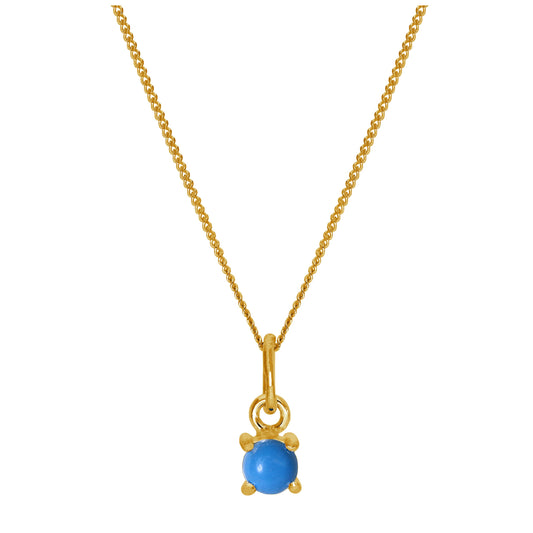 Collier en argent sterling plaqué or avec pierre de naissance turquoise de 4 mm, 35,6 à 81,3 cm