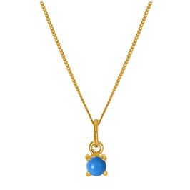 Collier en argent sterling plaqué or avec pierre de naissance turquoise de 4 mm, 35,6 à 81,3 cm