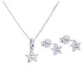 Ensemble de boucles d'oreilles et collier en argent sterling avec étoile en zircone cubique, 35 à 81 cm