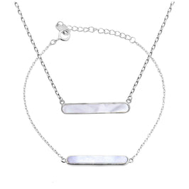 Ensemble bracelet et collier en argent sterling avec barre en nacre