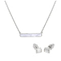 Ensemble de boucles d'oreilles à tige en argent sterling avec dôme en nacre et collier à barre de 45 cm