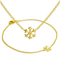Ensemble bracelet et collier flocon de neige en argent sterling plaqué or