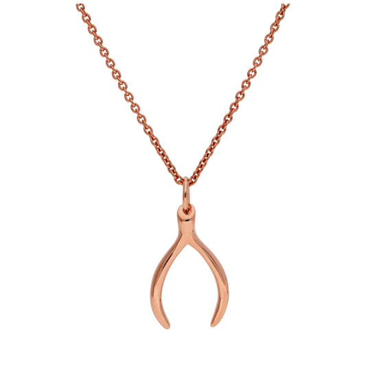 Collier en argent sterling plaqué or rose avec pendentif en forme de bréchet de 40 à 61 cm