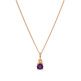 Collier février en argent sterling plaqué or rose avec améthyste et zircone cubique, 35,6 à 81,3 cm
