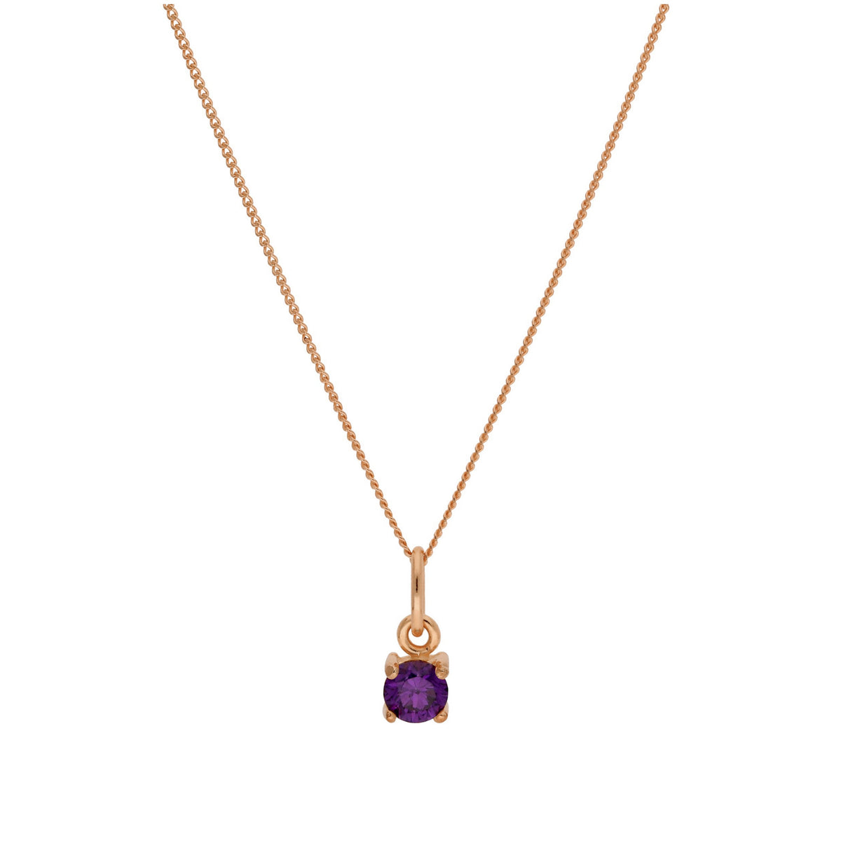 Collier février en argent sterling plaqué or rose avec améthyste et zircone cubique, 35,6 à 81,3 cm