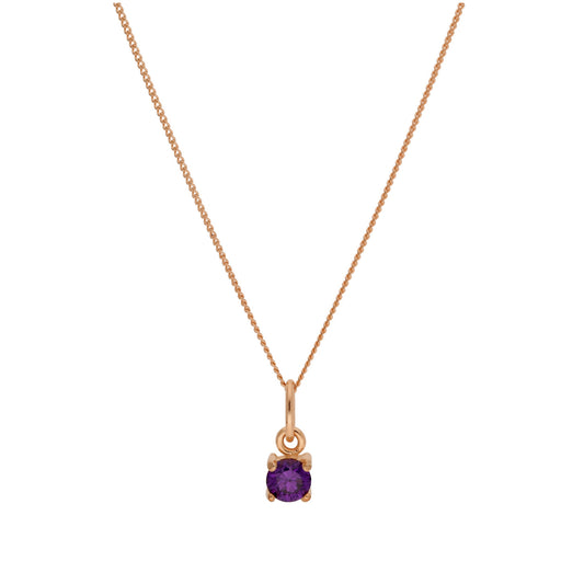 Collier février en argent sterling plaqué or rose avec améthyste et zircone cubique, 35,6 à 81,3 cm