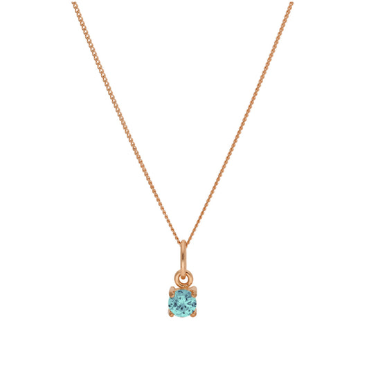 Collier Mars en argent sterling plaqué or rose avec aigue-marine et zircone cubique, 35,5 à 81,3 cm