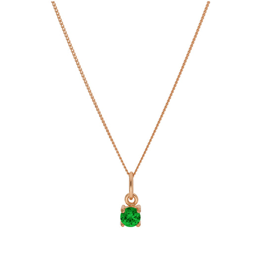 Collier en argent sterling plaqué or rose avec pierre de naissance en émeraude et zircone cubique, 35,6 à 81,3 cm