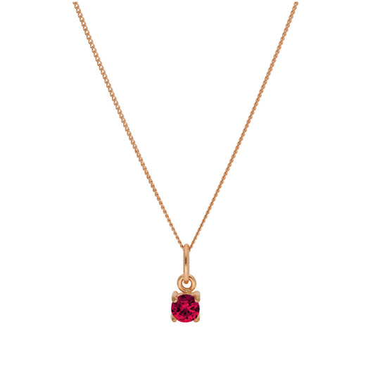Collier en argent sterling plaqué or rose avec pierre de naissance rubis et zircone cubique, 35,6 à 81,3 cm