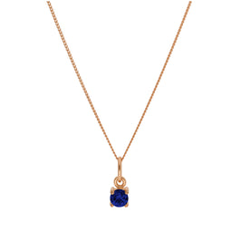 Collier en argent sterling plaqué or rose avec pierre de naissance saphir CZ, 35 à 81 cm