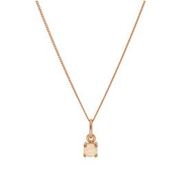 Collier en argent sterling plaqué or rose avec pierre de naissance en opale CZ, 35 à 81 cm