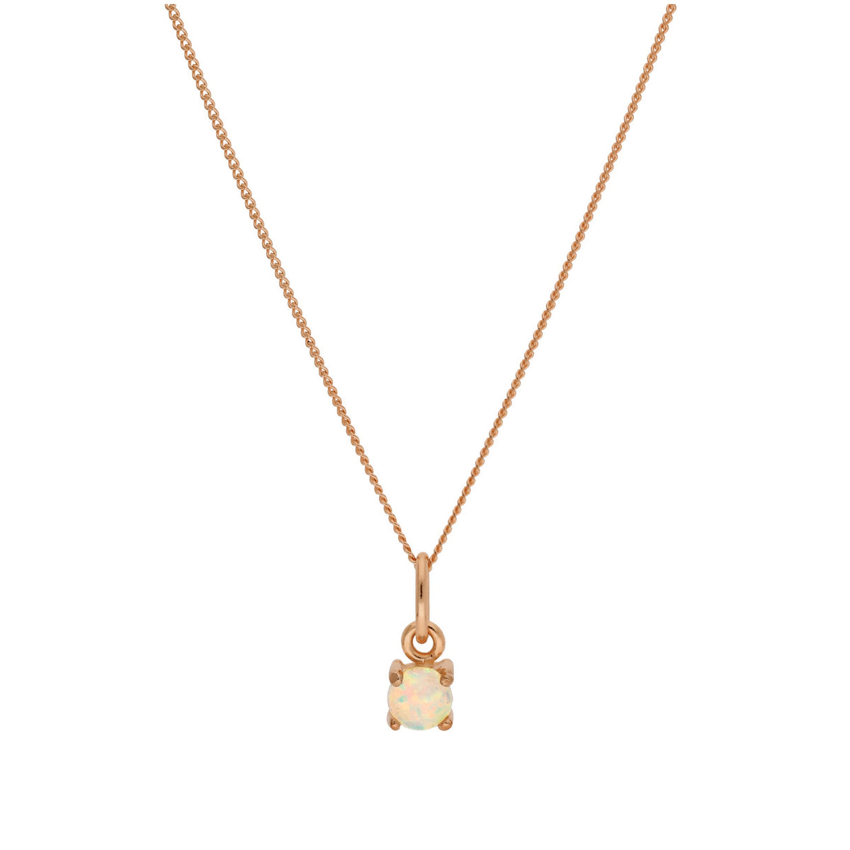 Collier en argent sterling plaqué or rose avec pierre de naissance en opale CZ, 35 à 81 cm