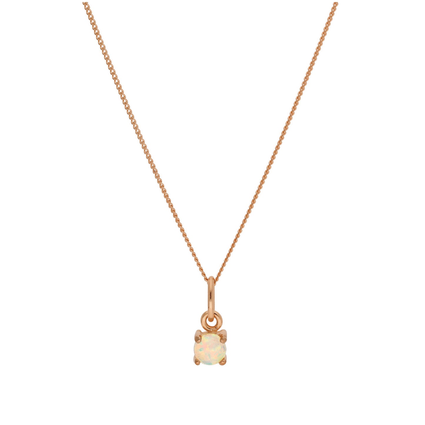Collier en argent sterling plaqué or rose avec pierre de naissance en opale CZ, 14 à 32 pouces