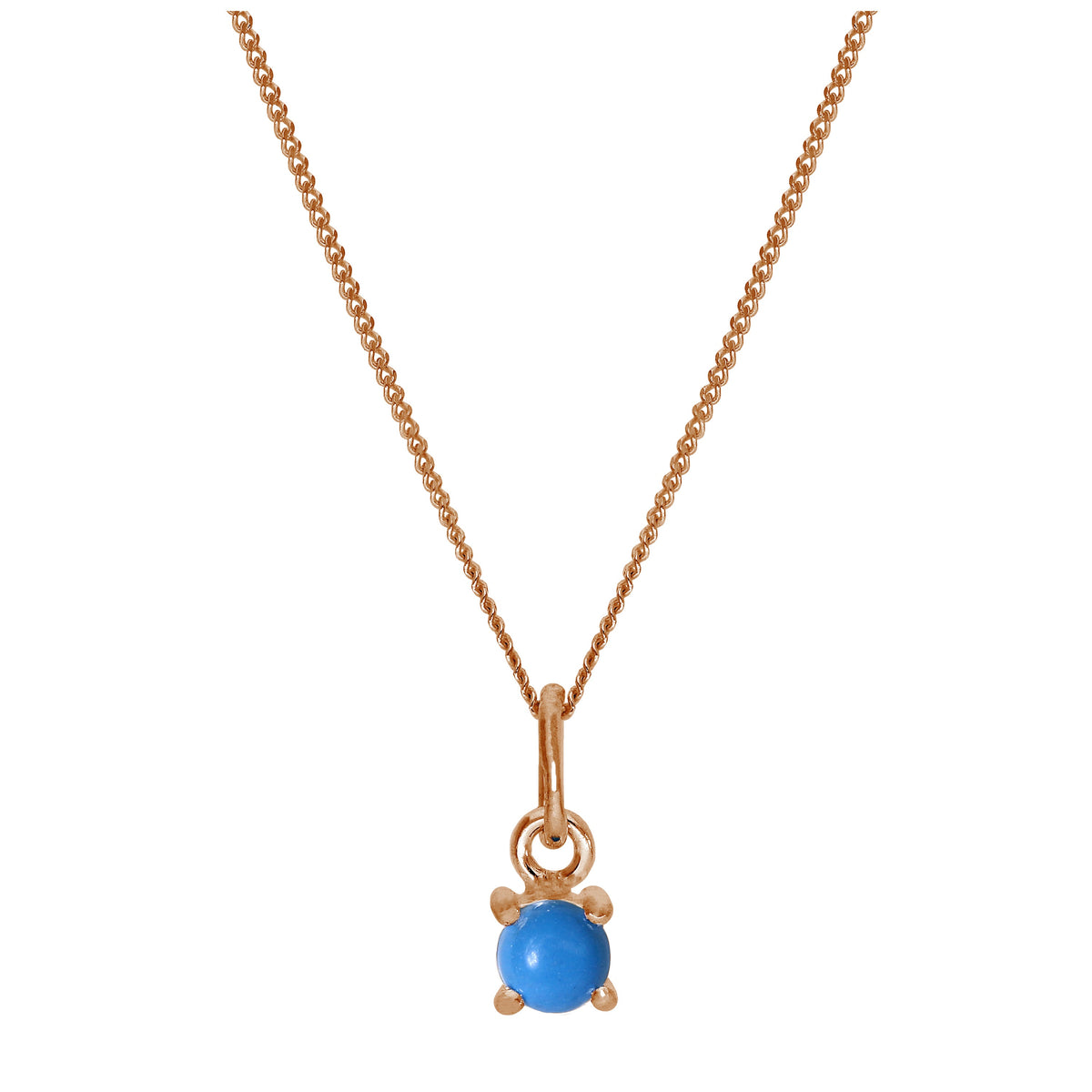 Collier en argent sterling plaqué or rose avec pierre de naissance turquoise de 35 à 81 cm