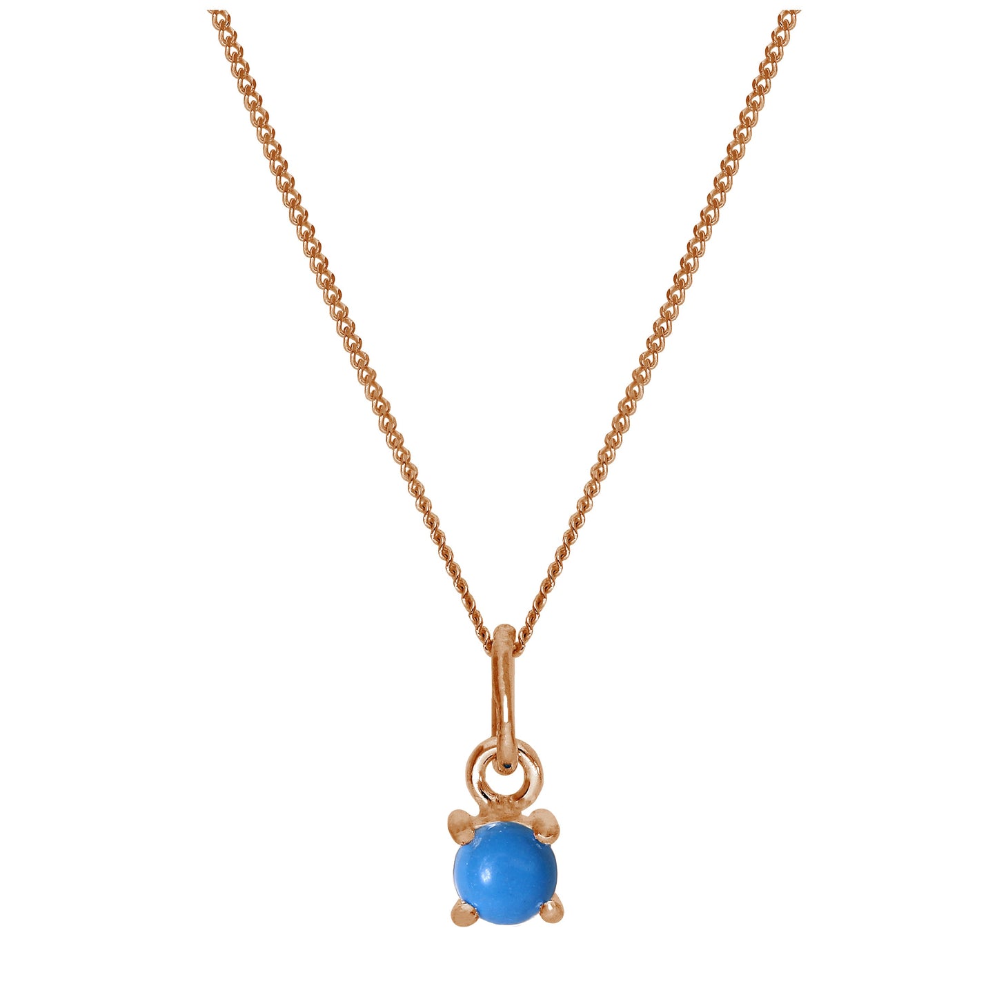 Collier en argent sterling plaqué or rose avec pierre de naissance turquoise de 35 à 81 cm