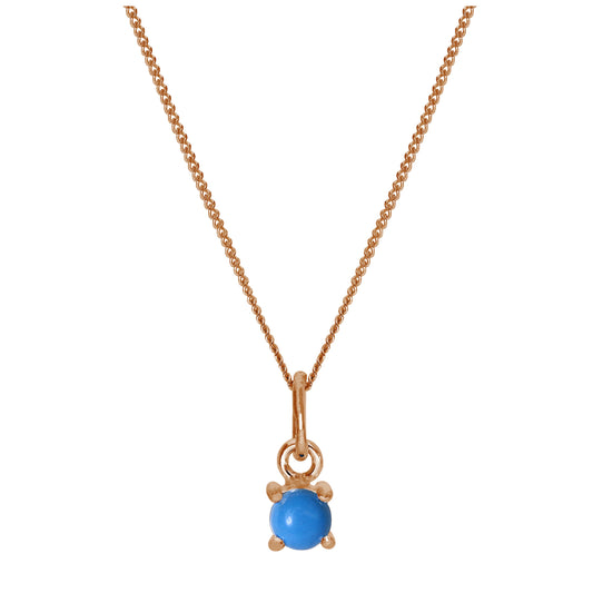 Collier en argent sterling plaqué or rose avec pierre de naissance turquoise de 35 à 81 cm