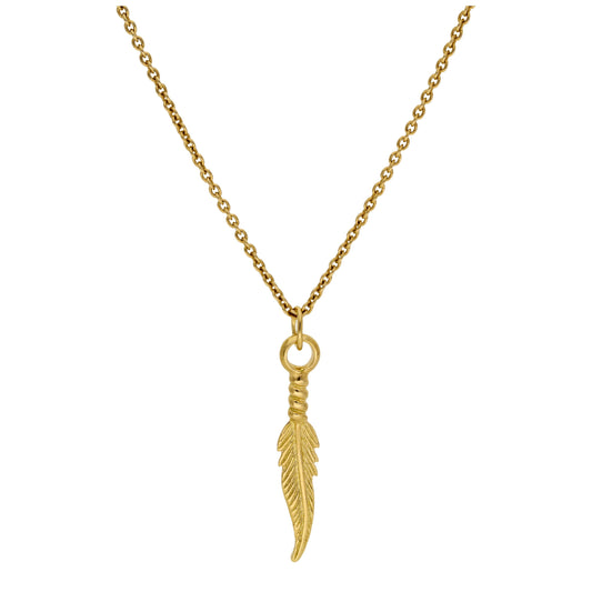 Collier plume en argent sterling plaqué or 16 à 22 pouces