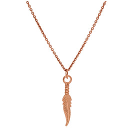 Collier plume en argent sterling plaqué or rose de 40 à 61 cm