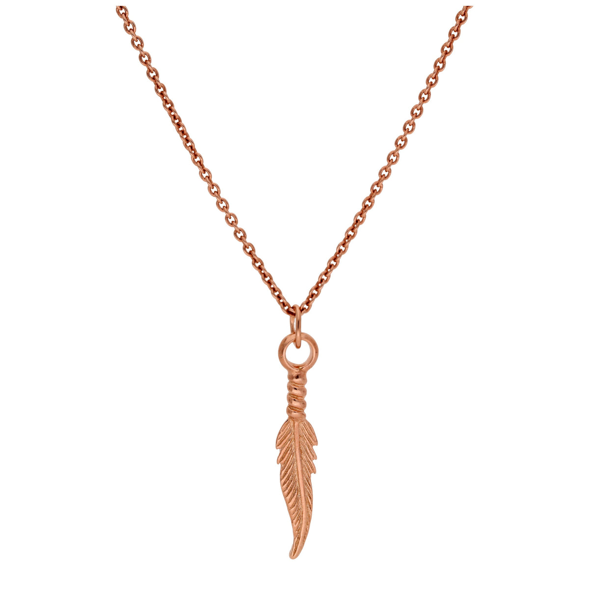 Collier plume en argent sterling plaqué or rose de 40 à 61 cm