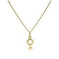 Collier symbole féminin en argent sterling plaqué or, petit, 35 à 81 cm