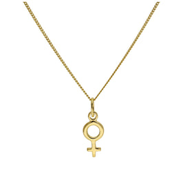 Collier symbole féminin en argent sterling plaqué or, petit, 35 à 81 cm